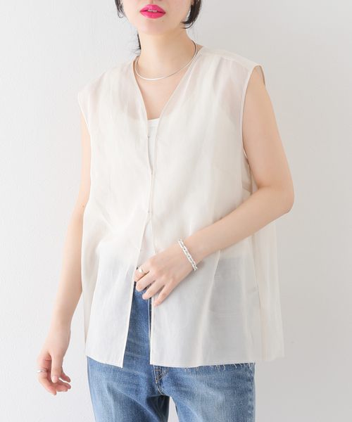 plage（プラージュ）の「【R’IAM】ノースリーブ ブラウス（シャツ/ブラウス・レディース・アイボリー/ブラック・FREE）」の10枚目の写真