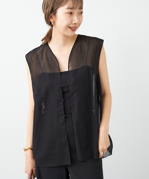 plage（プラージュ）の「【R’IAM】ノースリーブ ブラウス（シャツ/ブラウス・レディース・アイボリー/ブラック・FREE）」の20枚目の写真