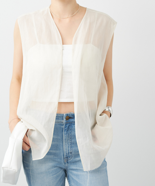 plage（プラージュ）の「【R’IAM】ノースリーブ ブラウス（シャツ/ブラウス・レディース・アイボリー/ブラック・FREE）」の21枚目の写真