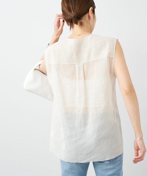 plage（プラージュ）の「【R’IAM】ノースリーブ ブラウス（シャツ/ブラウス・レディース・アイボリー/ブラック・FREE）」の7枚目の写真