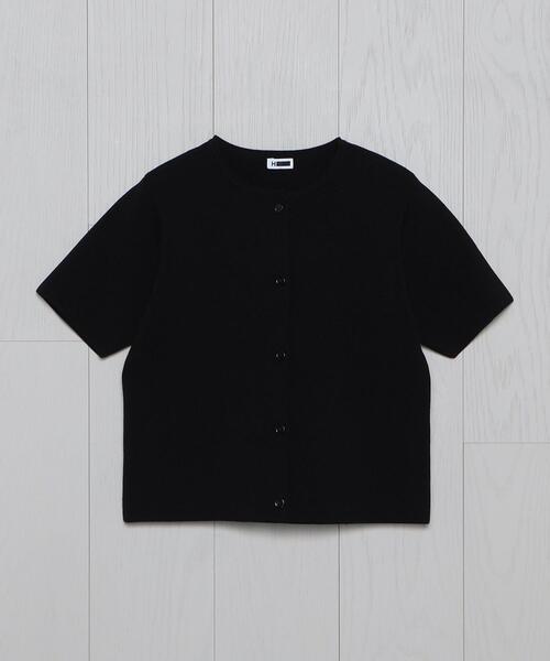 H BEAUTY&YOUTH ショートスリーブカーディガン ブラック S H BEAUTY&YOUTH UNITED ARROWS（エイチビューティーアンドユース