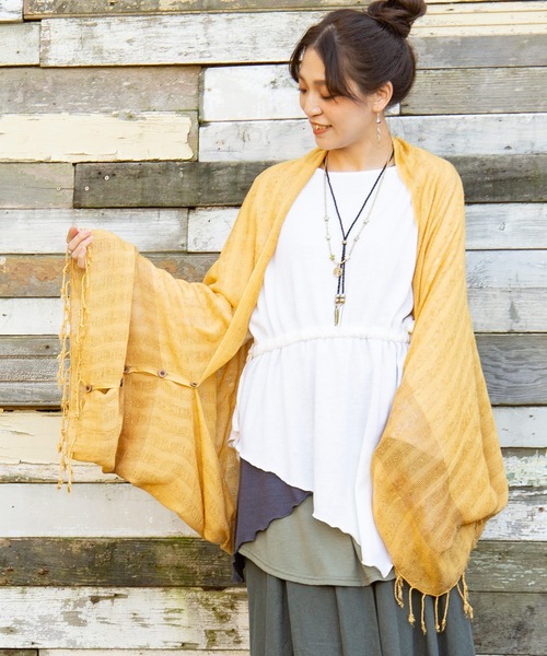 チャイハネ(チャイハネ)の「【チャイハネ】スールWAYストール(ストール/ショール・レディース・マスタード/ネイビー/グリーン/ブラック/グレー/ホワイト・FREE)」の1枚目の写真