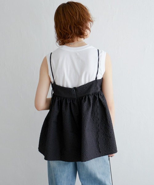 notch.(ノッチ)の「ふくれジャガードペプラムキャミソール(キャミソール・レディース・ブラック/オフホワイト・M)」の14枚目の写真