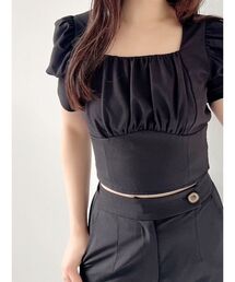 バックリボンスクエアブラウス【セットアップ着用可能】