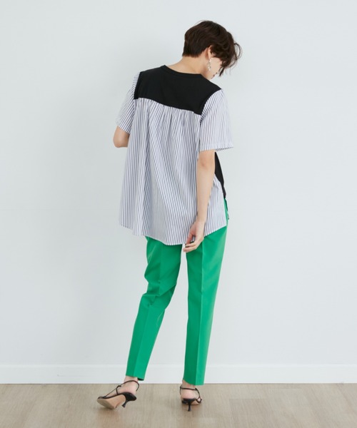 INED(イネド)の「ドッキングカットソー(Tシャツ/カットソー・レディース・ネイビー/オフホワイト/スミクロ・9号)」の6枚目の写真