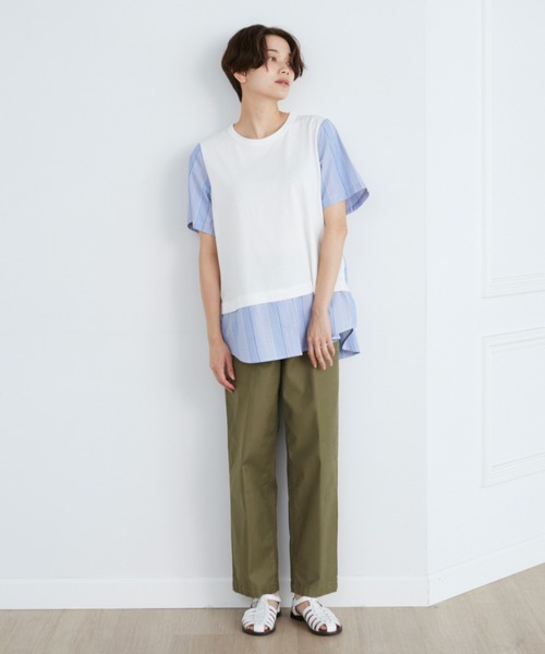 INED(イネド)の「ドッキングカットソー(Tシャツ/カットソー・レディース・ネイビー/オフホワイト/スミクロ・9号)」の17枚目の写真