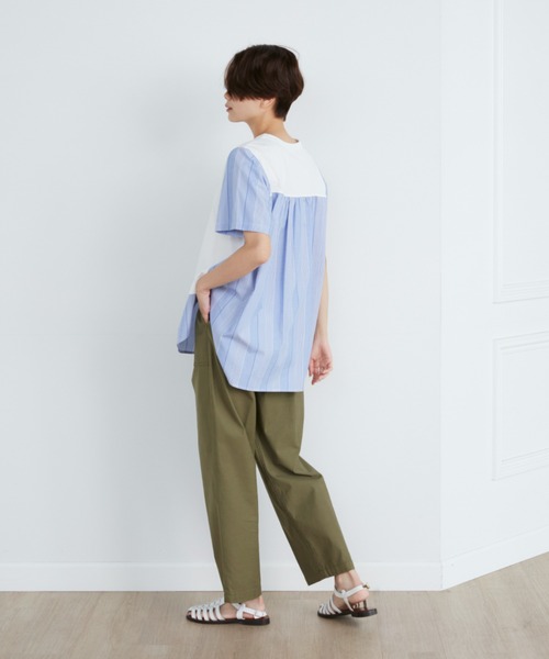 INED(イネド)の「ドッキングカットソー(Tシャツ/カットソー・レディース・ネイビー/オフホワイト/スミクロ・9号)」の15枚目の写真