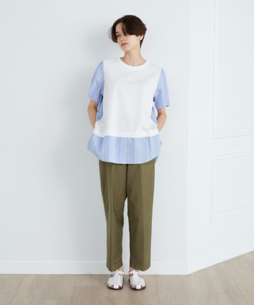 INED(イネド)の「ドッキングカットソー(Tシャツ/カットソー・レディース・ネイビー/オフホワイト/スミクロ・9号)」の13枚目の写真