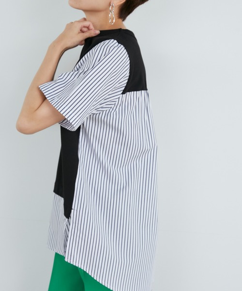 INED(イネド)の「ドッキングカットソー(Tシャツ/カットソー・レディース・ネイビー/オフホワイト/スミクロ・9号)」の18枚目の写真
