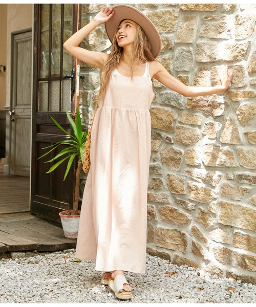 anap mimpi（アナップミンピ）の「リネンタッチウエスト切替キャミワンピース（ワンピース・レディース・ピンク/ブラック/ブルー・FREE）」の20枚目の写真