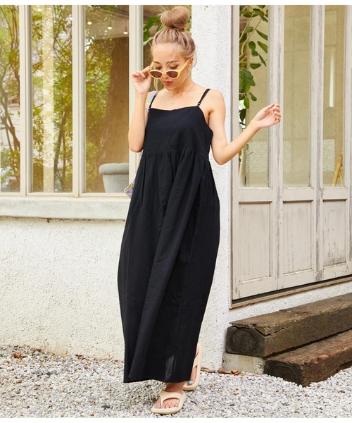 anap mimpi（アナップミンピ）の「リネンタッチウエスト切替キャミワンピース（ワンピース・レディース・ピンク/ブラック/ブルー・FREE）」の14枚目の写真