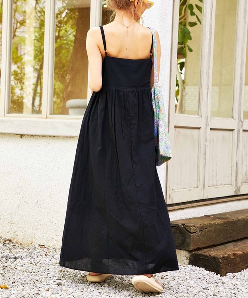 anap mimpi（アナップミンピ）の「リネンタッチウエスト切替キャミワンピース（ワンピース・レディース・ピンク/ブラック/ブルー・FREE）」の12枚目の写真