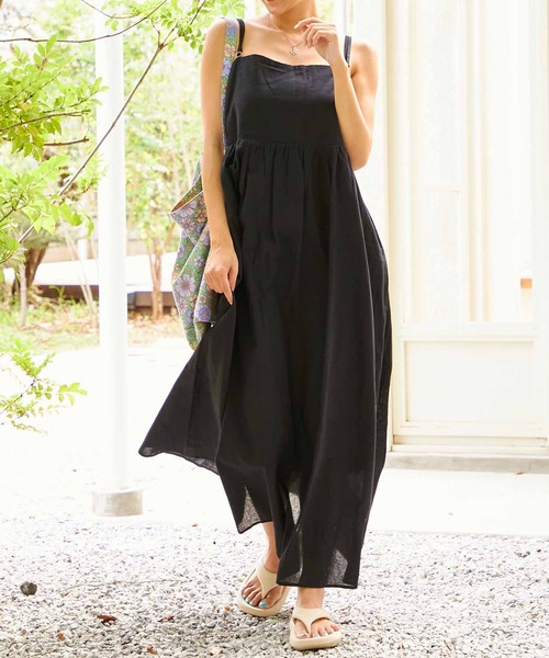 anap mimpi（アナップミンピ）の「リネンタッチウエスト切替キャミワンピース（ワンピース・レディース・ピンク/ブラック/ブルー・FREE）」の15枚目の写真