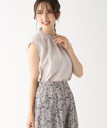 index | フリルハイネックフレンチブラウス【洗濯機可/イージーケア/吸水速乾】(シャツ/ブラウス)