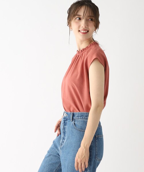 index（インデックス）の「◆フリルハイネックブラウス【イージーケア/吸水速乾/洗濯機洗い可】（シャツ/ブラウス・レディース・ベージュ/ネイビー/ダークオレンジ/ホワイト系9/ブルー系5・40/38/42/36）」の18枚目の写真