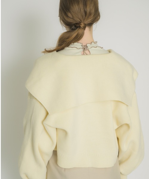 idem（イデム）の「big collar knit cardigan/big襟ニットカーディガン（カーディガン/ボレロ・レディース・アイボリー/ブルー・FREE）」の10枚目の写真