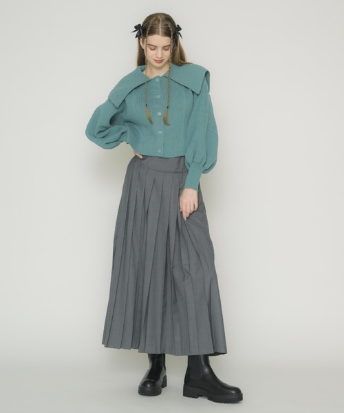 idem（イデム）の「big collar knit cardigan/big襟ニットカーディガン（カーディガン/ボレロ・レディース・アイボリー/ブルー・FREE）」の13枚目の写真