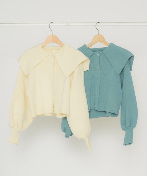 idem（イデム）の「big collar knit cardigan/big襟ニットカーディガン（カーディガン/ボレロ・レディース・アイボリー/ブルー・FREE）」の16枚目の写真