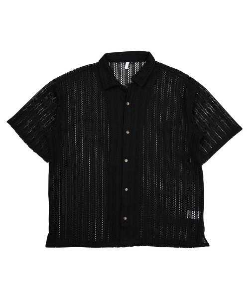 jiggys shop(ジギーズショップ)の「透かし編み シア―シャツ 半袖シャツ(シャツ/ブラウス・メンズ・ブラック/モカ・MEDIUM/LARGE/X-LARGE)」の3枚目の写真