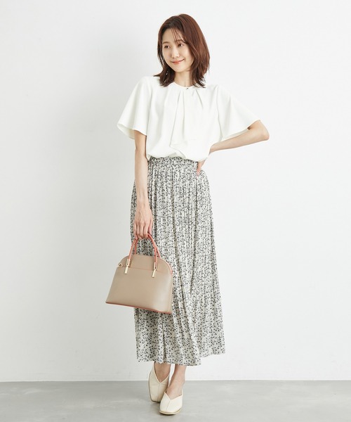 ROPE' PICNIC(ロペピクニック)の「洗濯機OK/サラサラボウタイ風ブラウス(シャツ/ブラウス・レディース・オフホワイト/ラベンダー/サックスブルー/ライトグリーン・38)」の6枚目の写真