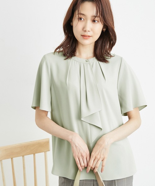ROPE' PICNIC(ロペピクニック)の「洗濯機OK/サラサラボウタイ風ブラウス(シャツ/ブラウス・レディース・オフホワイト/ラベンダー/サックスブルー/ライトグリーン・38)」の10枚目の写真