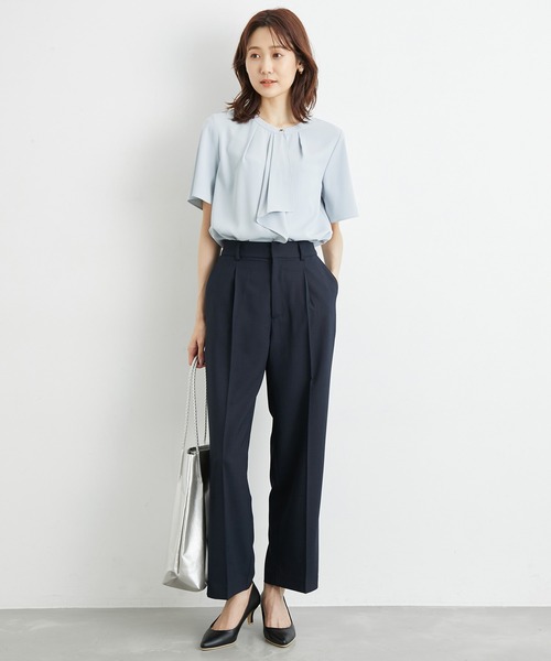 ROPE' PICNIC(ロペピクニック)の「洗濯機OK/サラサラボウタイ風ブラウス(シャツ/ブラウス・レディース・オフホワイト/ラベンダー/サックスブルー/ライトグリーン・38)」の12枚目の写真
