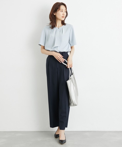 ROPE' PICNIC(ロペピクニック)の「洗濯機OK/サラサラボウタイ風ブラウス(シャツ/ブラウス・レディース・オフホワイト/ラベンダー/サックスブルー/ライトグリーン・38)」の13枚目の写真