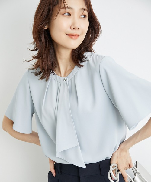 ROPE' PICNIC(ロペピクニック)の「洗濯機OK/サラサラボウタイ風ブラウス(シャツ/ブラウス・レディース・オフホワイト/ラベンダー/サックスブルー/ライトグリーン・38)」の15枚目の写真