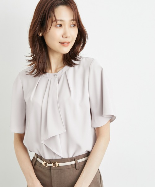 ROPE' PICNIC(ロペピクニック)の「洗濯機OK/サラサラボウタイ風ブラウス(シャツ/ブラウス・レディース・オフホワイト/ラベンダー/サックスブルー/ライトグリーン・38)」の19枚目の写真
