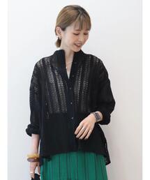 AMERICAN HOLIC | バンドカラーレースシャツ(シャツ/ブラウス)