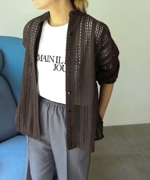 AMERICAN HOLIC（アメリカンホリック）の「バンドカラーレースシャツ（シャツ/ブラウス・レディース・アイボリー/ブラック/ブラウン・M/L）」の19枚目の写真