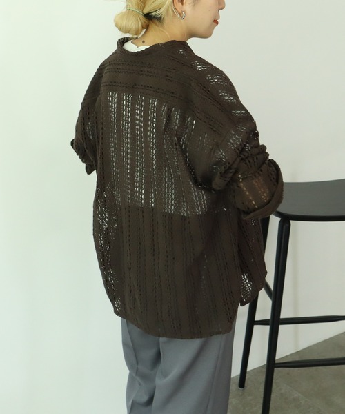 AMERICAN HOLIC（アメリカンホリック）の「バンドカラーレースシャツ（シャツ/ブラウス・レディース・アイボリー/ブラック/ブラウン・M/L）」の21枚目の写真