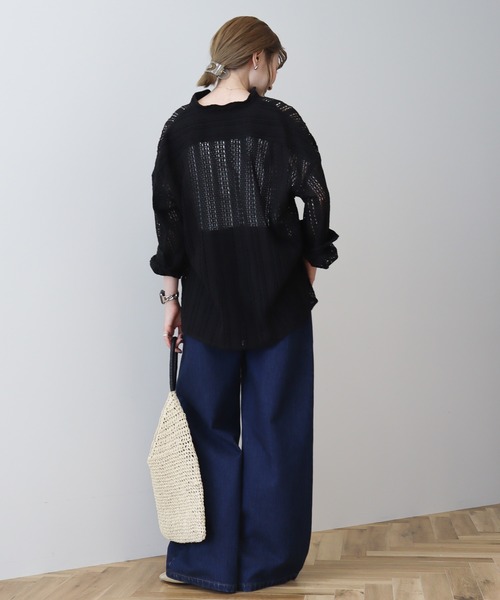 AMERICAN HOLIC（アメリカンホリック）の「バンドカラーレースシャツ（シャツ/ブラウス・レディース・アイボリー/ブラック/ブラウン・M/L）」の11枚目の写真