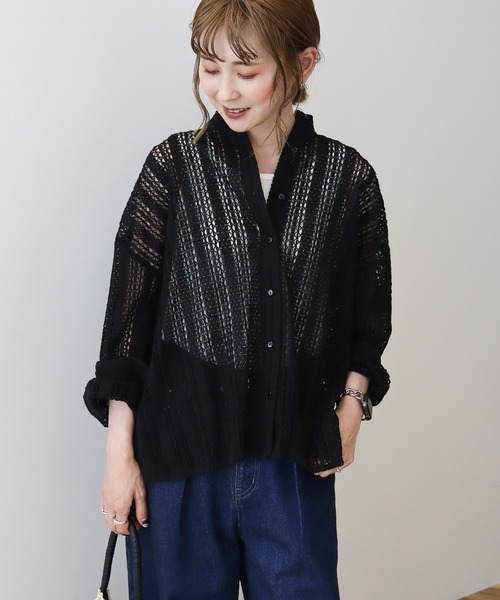 AMERICAN HOLIC（アメリカンホリック）の「バンドカラーレースシャツ（シャツ/ブラウス・レディース・アイボリー/ブラック/ブラウン・M/L）」の13枚目の写真