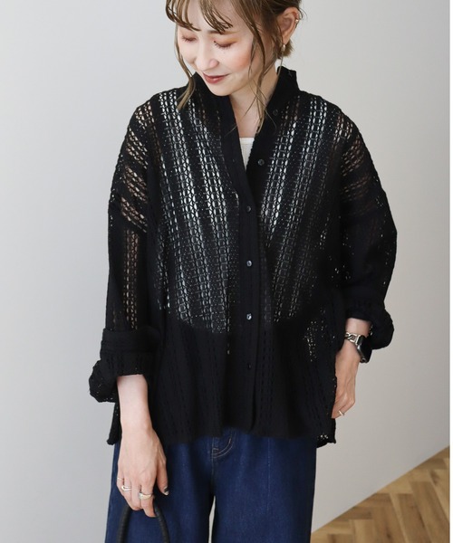 AMERICAN HOLIC（アメリカンホリック）の「バンドカラーレースシャツ（シャツ/ブラウス・レディース・アイボリー/ブラック/ブラウン・M/L）」の15枚目の写真