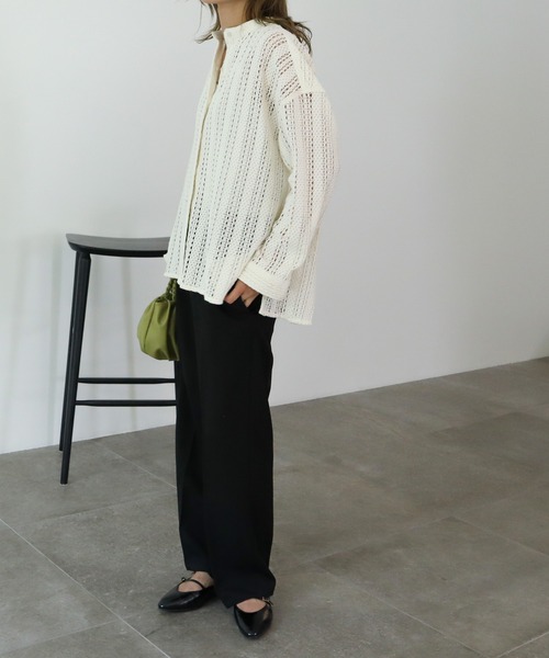 AMERICAN HOLIC（アメリカンホリック）の「バンドカラーレースシャツ（シャツ/ブラウス・レディース・アイボリー/ブラック/ブラウン・M/L）」の4枚目の写真