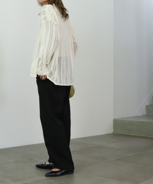 AMERICAN HOLIC（アメリカンホリック）の「バンドカラーレースシャツ（シャツ/ブラウス・レディース・アイボリー/ブラック/ブラウン・M/L）」の5枚目の写真