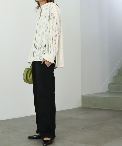 AMERICAN HOLIC（アメリカンホリック）の「バンドカラーレースシャツ（シャツ/ブラウス・レディース・アイボリー/ブラック/ブラウン・M/L）」の6枚目の写真