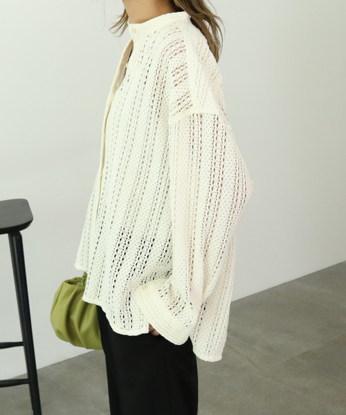 AMERICAN HOLIC（アメリカンホリック）の「バンドカラーレースシャツ（シャツ/ブラウス・レディース・アイボリー/ブラック/ブラウン・M/L）」の7枚目の写真