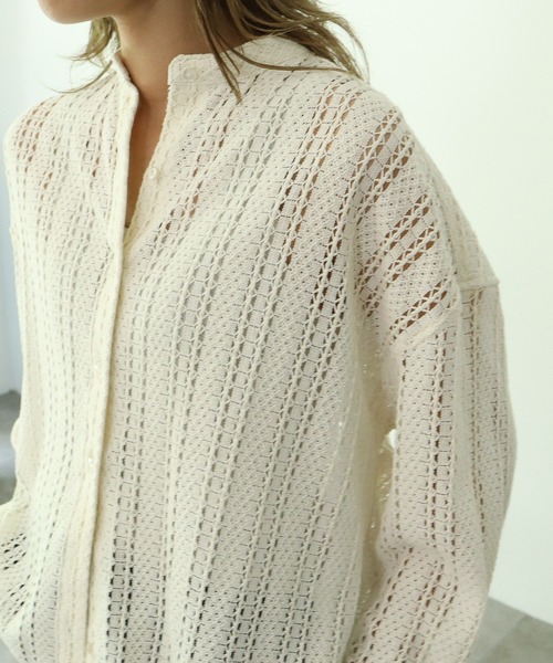 AMERICAN HOLIC（アメリカンホリック）の「バンドカラーレースシャツ（シャツ/ブラウス・レディース・アイボリー/ブラック/ブラウン・M/L）」の8枚目の写真