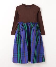 TJ テレコ×タフタ チェック ロングワンピース 110cm-130cm