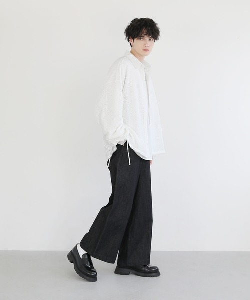 LILL（リル）の「サイドコードシアーレースシャツ（シャツ/ブラウス・メンズ・ブラック/ホワイト・S/XL/L/M）」の13枚目の写真