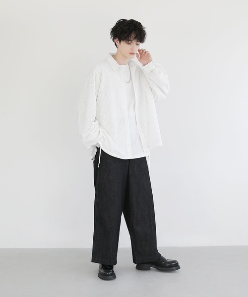 LILL（リル）の「サイドコードシアーレースシャツ（シャツ/ブラウス・メンズ・ブラック/ホワイト・S/XL/L/M）」の14枚目の写真
