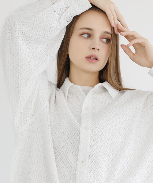 LILL（リル）の「サイドコードシアーレースシャツ（シャツ/ブラウス・メンズ・ブラック/ホワイト・S/XL/L/M）」の17枚目の写真