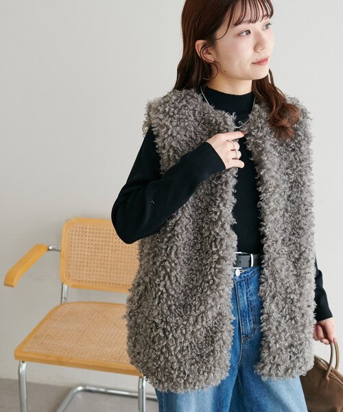 ayane プードルベスト　グレー　新品 セール】【WEB限定】プードルベスト（ベスト）｜DISCOAT（ディスコート