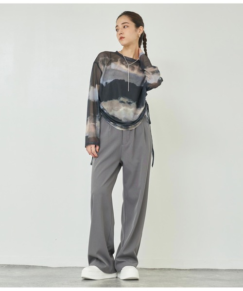 ANAP(アナップ)の「ニュアンス柄サイドシャーリングシアートップス(Tシャツ/カットソー・レディース・ブラック/ブラウン・FREE)」の6枚目の写真