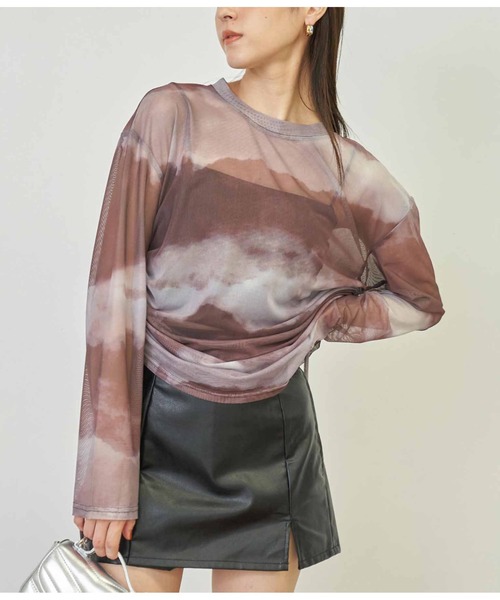 ANAP(アナップ)の「ニュアンス柄サイドシャーリングシアートップス(Tシャツ/カットソー・レディース・ブラック/ブラウン・FREE)」の9枚目の写真