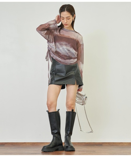 ANAP(アナップ)の「ニュアンス柄サイドシャーリングシアートップス(Tシャツ/カットソー・レディース・ブラック/ブラウン・FREE)」の14枚目の写真