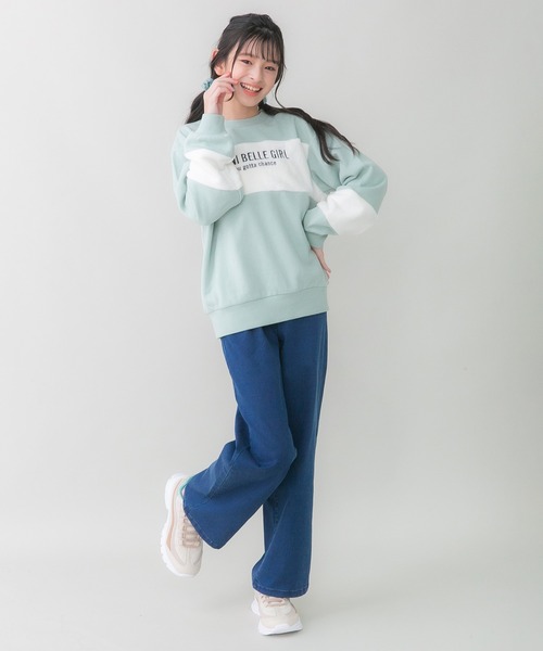 JENNI belle(ジェニィベル)の「【WEB限定】ボア切替えトレーナー(スウェット・キッズ・アイボリー/ブラック/ミント・130cm/140cm/150cm/160cm)」の10枚目の写真