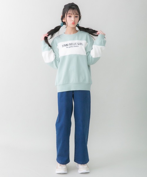 JENNI belle(ジェニィベル)の「【WEB限定】ボア切替えトレーナー(スウェット・キッズ・アイボリー/ブラック/ミント・130cm/140cm/150cm/160cm)」の11枚目の写真